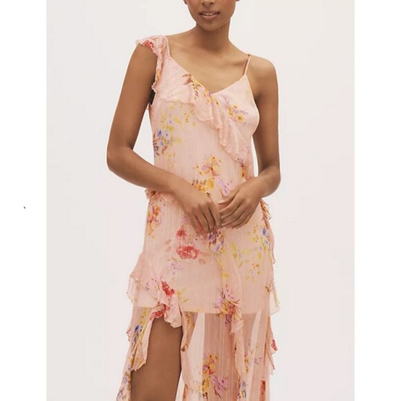 BHLDN Anthropologie Rae Asymmetric Ruffle Maxi Dress Sample - Size 6 - NWOT - Picture 4 of 9